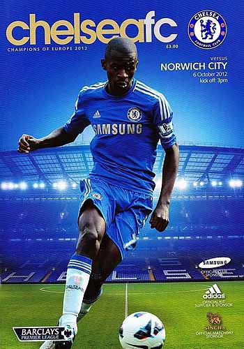 programme cover for Chelsea v Norwich City, 6th Oct 2012