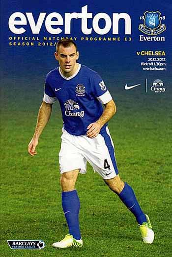 programme cover for Everton v Chelsea, Sunday, 30th Dec 2012