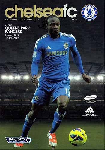 programme cover for Chelsea v Queens Park Rangers, 2nd Jan 2013