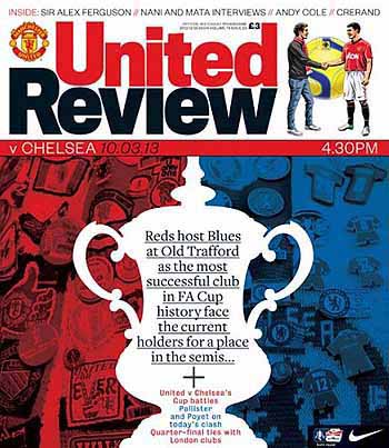 programme cover for Manchester United v Chelsea, 10th Mar 2013