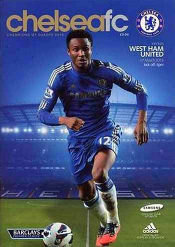 programme cover for Chelsea v West Ham United, 17th Mar 2013