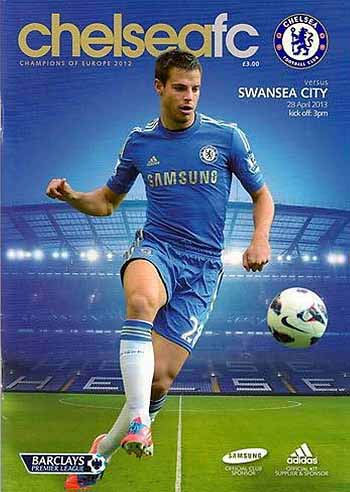 programme cover for Chelsea v Swansea City, Sunday, 28th Apr 2013
