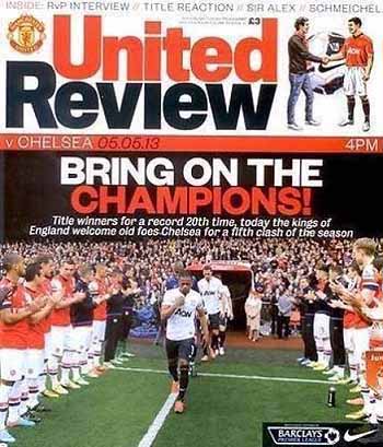 programme cover for Manchester United v Chelsea, 5th May 2013