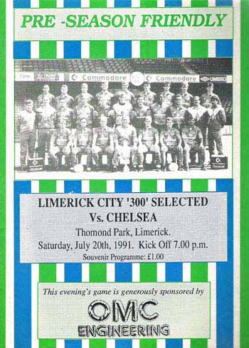 programme cover for Limerick City v Chelsea, Saturday, 20th Jul 1991