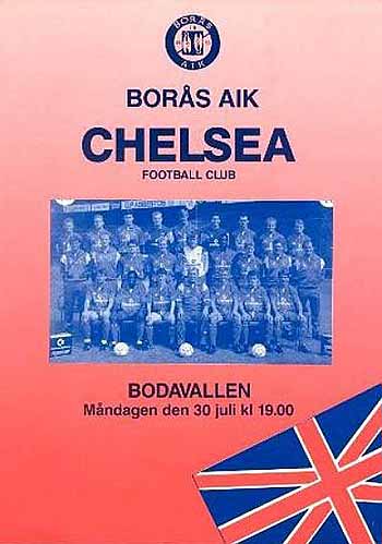 programme cover for Borås IK v Chelsea, 30th Jul 1990