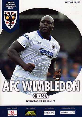 programme cover for AFC Wimbledon v Chelsea, Saturday, 19th Jul 2014