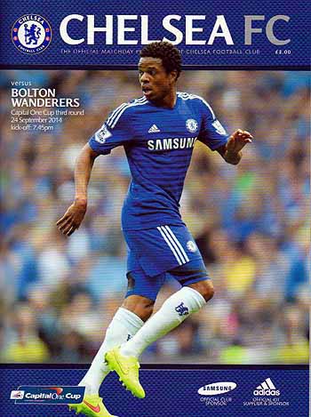 programme cover for Chelsea v Bolton Wanderers, Wednesday, 24th Sep 2014