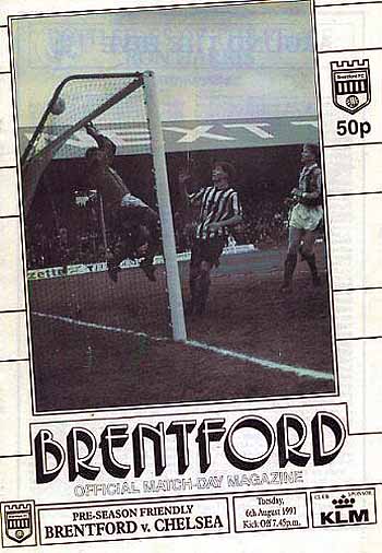 programme cover for Brentford v Chelsea, Tuesday, 6th Aug 1991