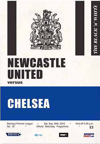 programme cover for Newcastle United v Chelsea, Saturday, 26th Sep 2015