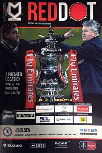 programme cover for Milton Keynes Dons v Chelsea, 31st Jan 2016