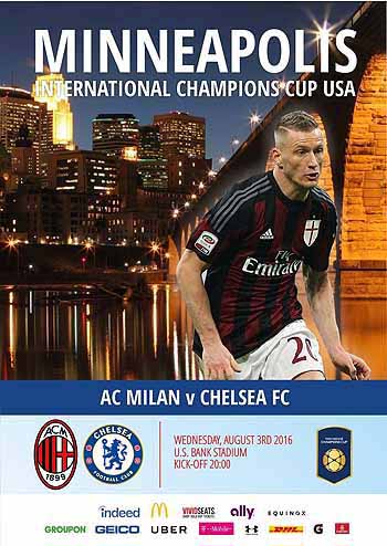 programme cover for A.C. Milan v Chelsea, Wednesday, 3rd Aug 2016
