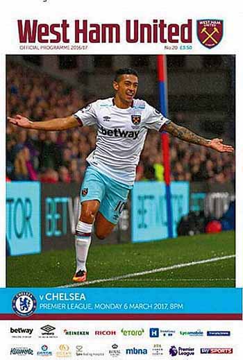programme cover for West Ham United v Chelsea, Monday, 6th Mar 2017