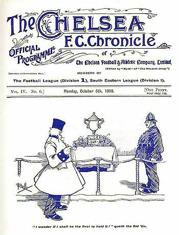 programme cover for Chelsea v Brentford, 5th Oct 1908