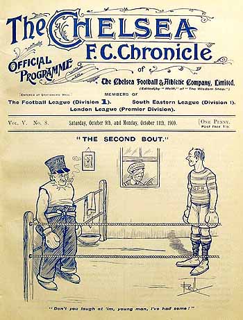 programme cover for Chelsea v Queens Park Rangers, Monday, 11th Oct 1909