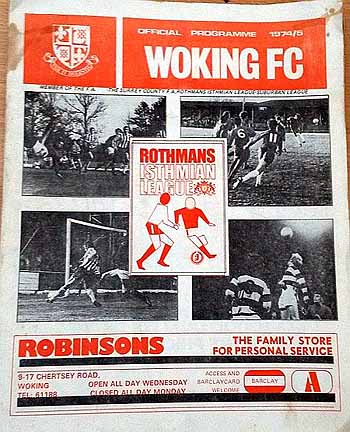 programme cover for Woking v Chelsea, 25th Mar 1975