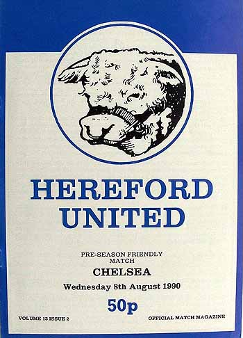 programme cover for Hereford United v Chelsea, 8th Aug 1990