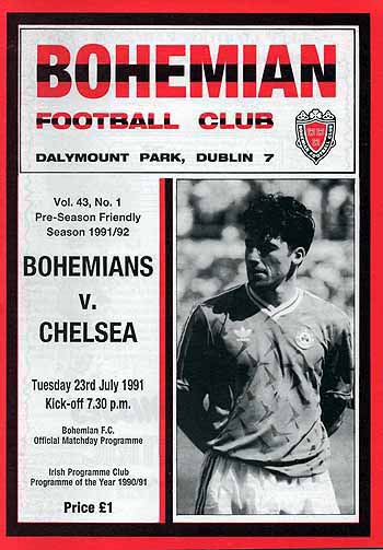 programme cover for Bohemians v Chelsea, 23rd Jul 1991