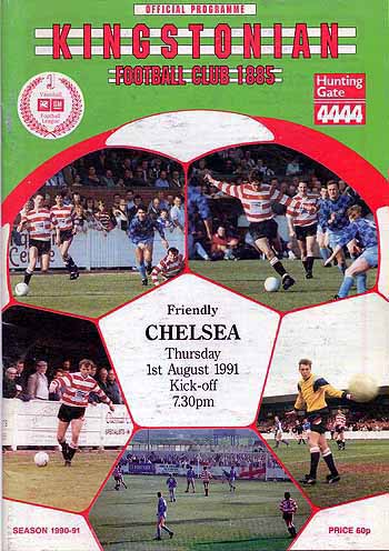programme cover for Kingstonian v Chelsea, Thursday, 1st Aug 1991