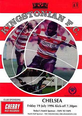 programme cover for Kingstonian v Chelsea, 19th Jul 1996