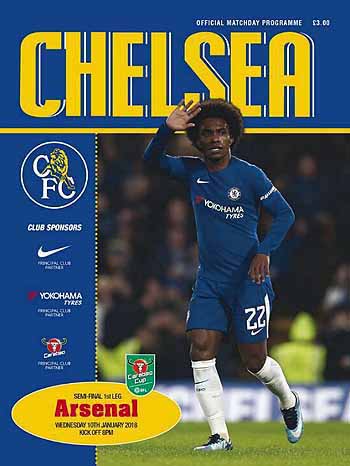 programme cover for Chelsea v Arsenal, Wednesday, 10th Jan 2018