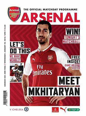 programme cover for Arsenal v Chelsea, Wednesday, 24th Jan 2018
