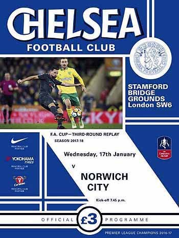 programme cover for Chelsea v Norwich City, Wednesday, 17th Jan 2018