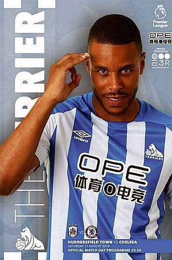 programme cover for Huddersfield Town v Chelsea, Saturday, 11th Aug 2018