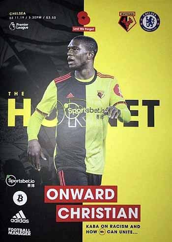 programme cover for Watford v Chelsea, 2nd Nov 2019