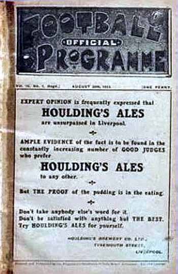 programme cover for Everton v Chelsea, 30th Aug 1919