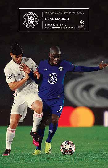 programme cover for Chelsea v Real Madrid, 5th May 2021