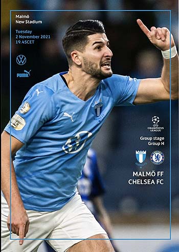 programme cover for Malmo FF v Chelsea, 2nd Nov 2021