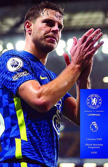 programme cover for Chelsea v Liverpool, 2nd Jan 2022