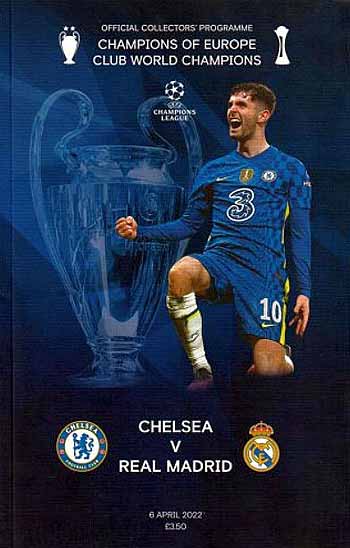 programme cover for Chelsea v Real Madrid, 6th Apr 2022
