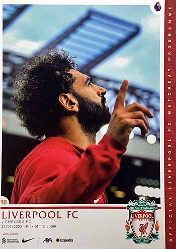 programme cover for Liverpool v Chelsea, 21st Jan 2023
