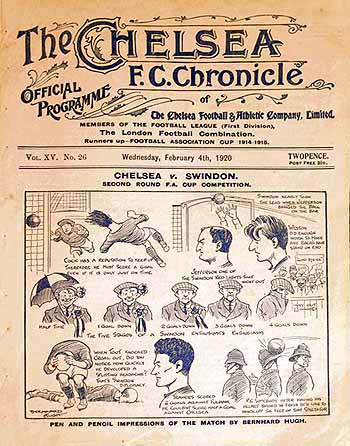 programme cover for Chelsea v Bradford City, 4th Feb 1920