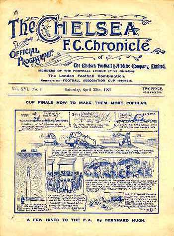 programme cover for Chelsea v Middlesbrough, Saturday, 30th Apr 1921