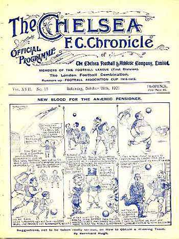 programme cover for Chelsea v Burnley, 29th Oct 1921