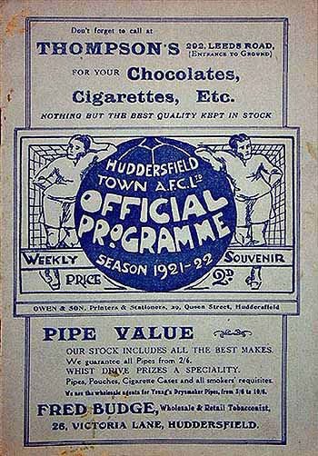 programme cover for Huddersfield Town v Chelsea, 6th May 1922