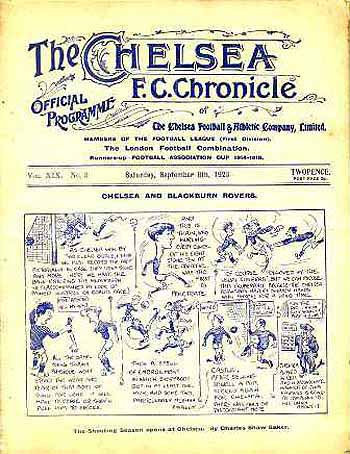 programme cover for Chelsea v Aston Villa, 8th Sep 1923