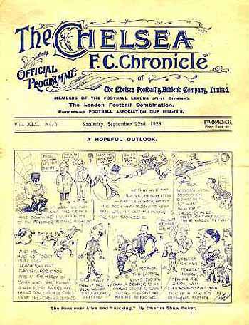 programme cover for Chelsea v Sheffield United, 22nd Sep 1923