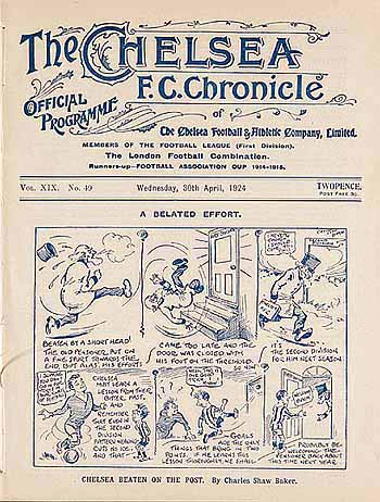 programme cover for Chelsea v Manchester City, 30th Apr 1924