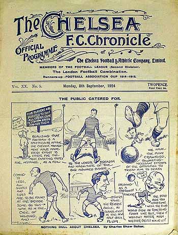 programme cover for Chelsea v Leicester City, Monday, 8th Sep 1924