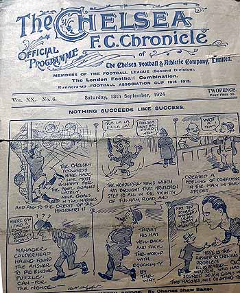 programme cover for Chelsea v The Wednesday, Saturday, 13th Sep 1924