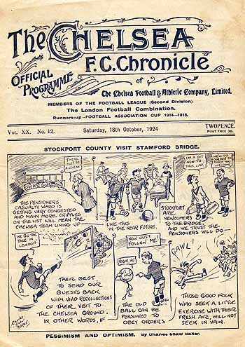programme cover for Chelsea v Stockport County, 18th Oct 1924