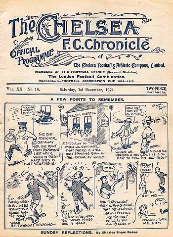 programme cover for Chelsea v Hull City, 1st Nov 1924