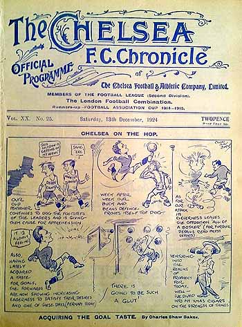 programme cover for Chelsea v Middlesbrough, 13th Dec 1924