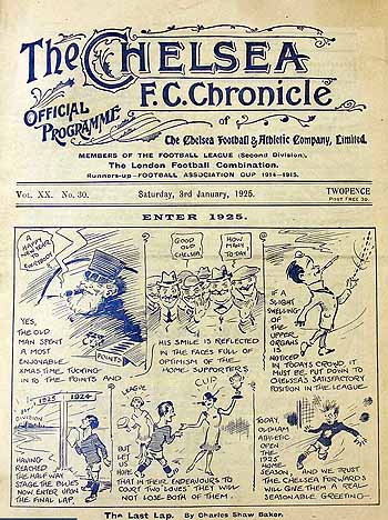 programme cover for Chelsea v Oldham Athletic, 3rd Jan 1925