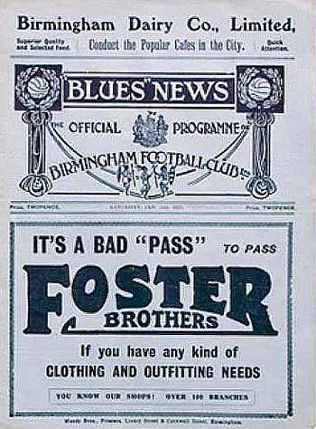 programme cover for Birmingham v Chelsea, 10th Jan 1925