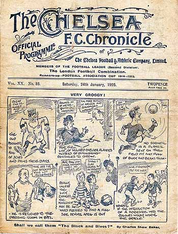 programme cover for Chelsea v Clapton Orient, 24th Jan 1925