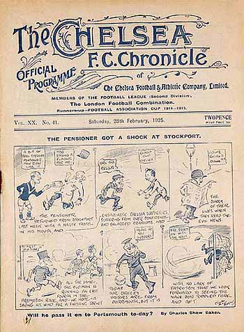 programme cover for Chelsea v Portsmouth, 28th Feb 1925